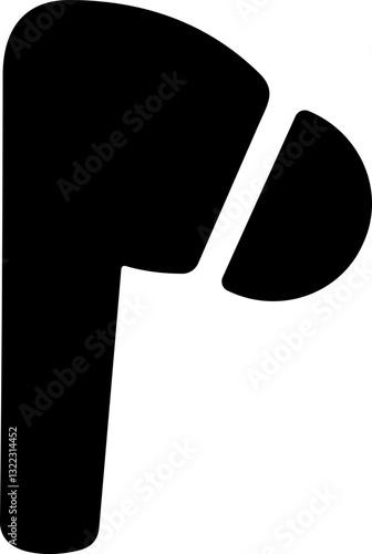 HandFree flat icon. Headphone wireless earphone symbol. Headset silhouette. Hand free.