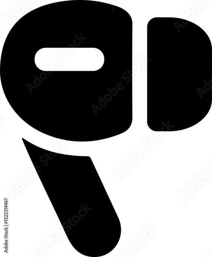 HandFree flat icon. Headphone wireless earphone symbol. Headset silhouette. Hand free.