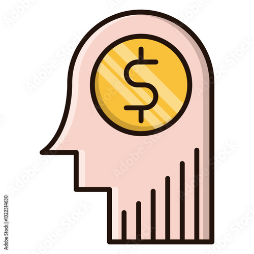 A Thoughtful Person Planning Their Financial Future, A Gold Coin Representing Wealth And Prosperity Inside Their Head, Illustrated With A Simple Yet Elegant Line Art Style
