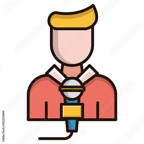 A Young Reporter Passionately Delivering Breaking News With A Confident Smile, Clean Lines And Bold Colors Creating A Vibrant Image