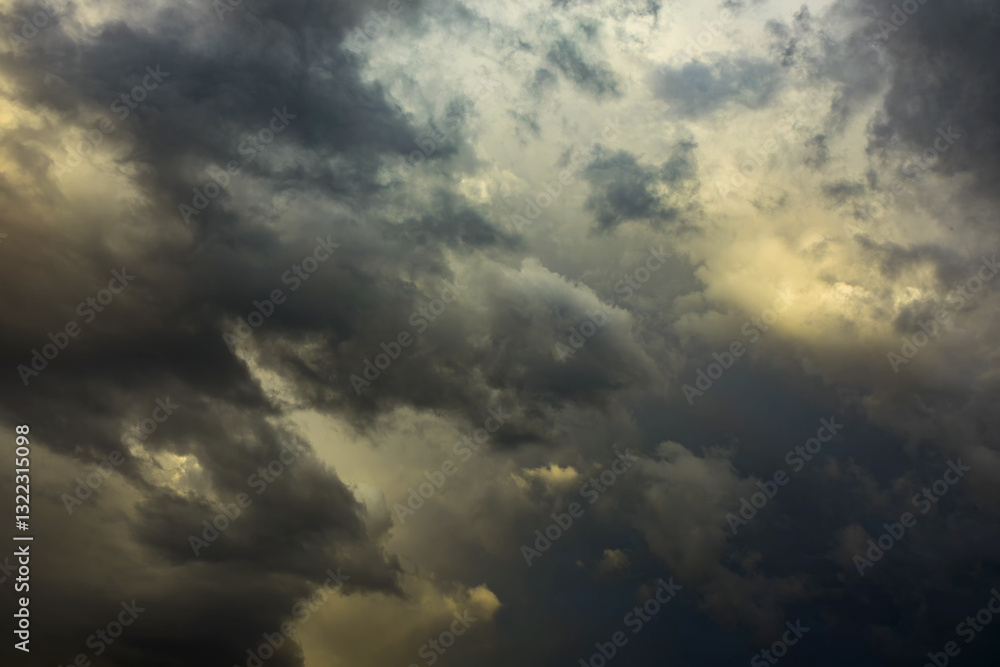 Dark thunderclouds loomed before a heavy storm with rain Dark thunderclouds loomed before a heavy storm with rain