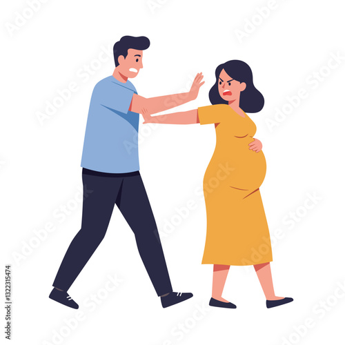 Couple interaction with expectant mother in flat vector illustration style showing emotional dynamics in relationship vector art