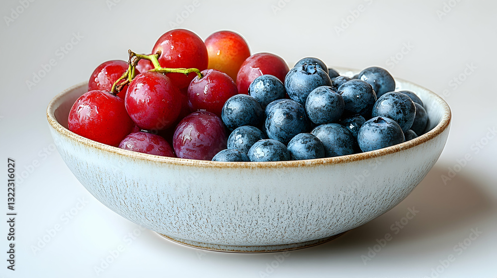Fresh red grapes and blueberries in a bowl Fresh red grapes and blueberries in a bowl