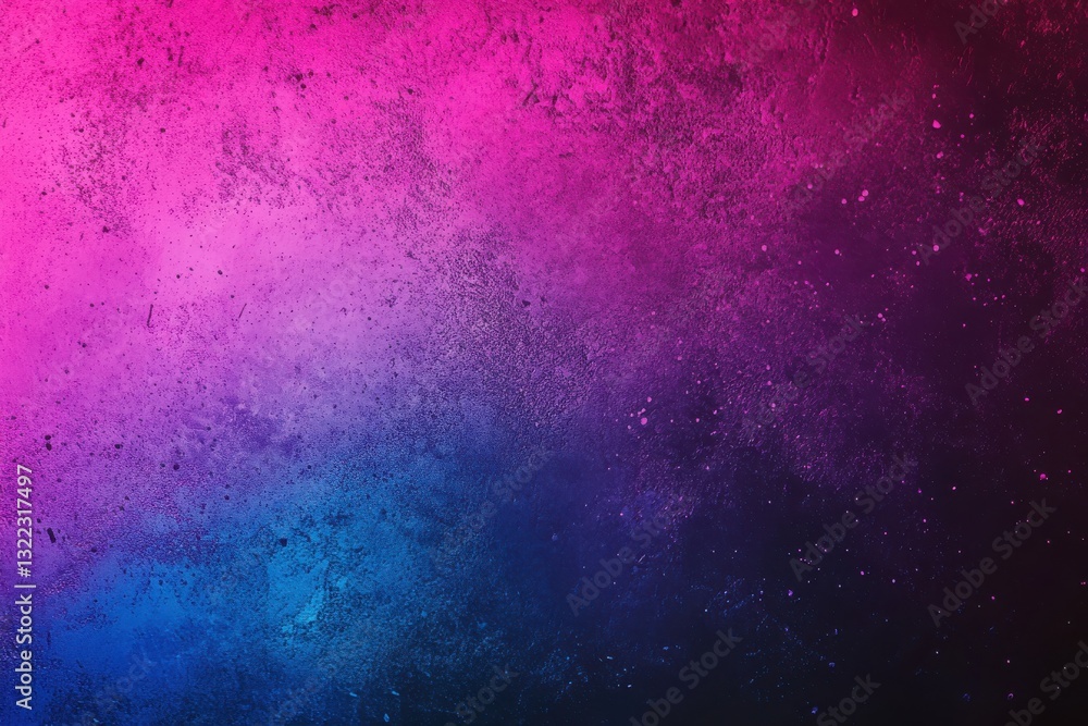 Fototapeta premium Grainy vibrant purple, blue, pink, and black gradient poster background with noisy texture for banner and cover design