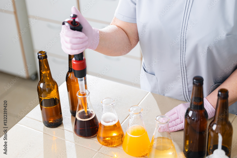 Brewery laboratory experimentation with beer brewing equipment Brewery laboratory experimentation with beer brewing equipment