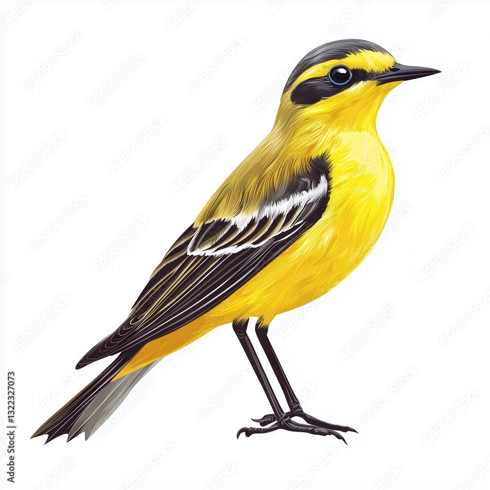 Obraz premium Vector Illustration of a Yellow Wagtail Bird on a Clean White Background