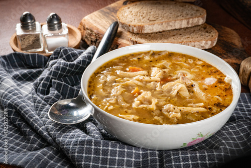 Tripe soup made of beef and vegetables.