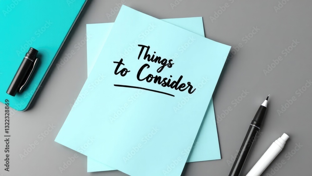 Man creates a list of things to consider in a note. Man creates a list of things to consider in a note.
