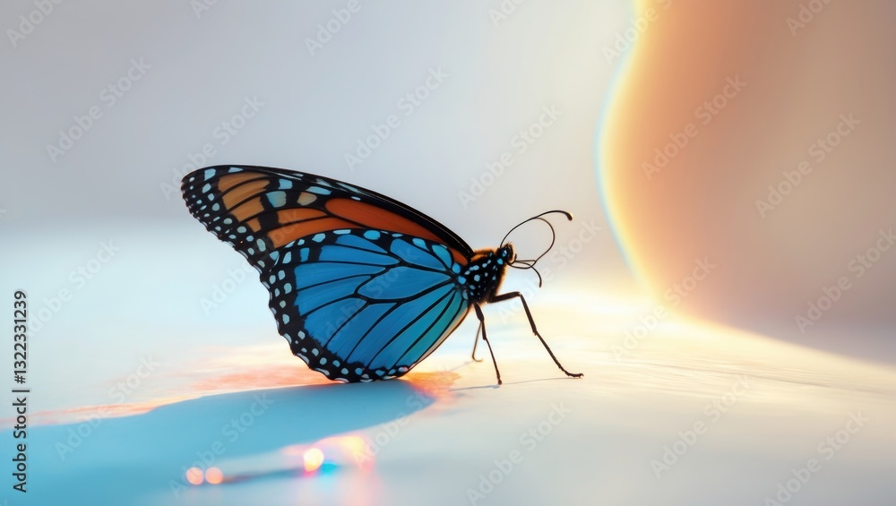 Obraz premium Monarch butterfly set against a white backdrop.