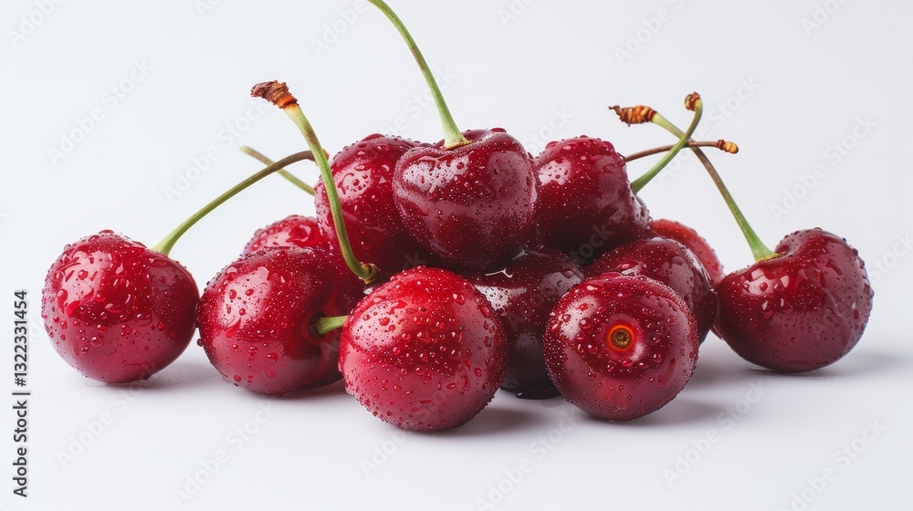 Fresh sweet cherries piled together on a clean background with clipping path for design use Fresh sweet cherries piled together on a clean background with clipping path for design use