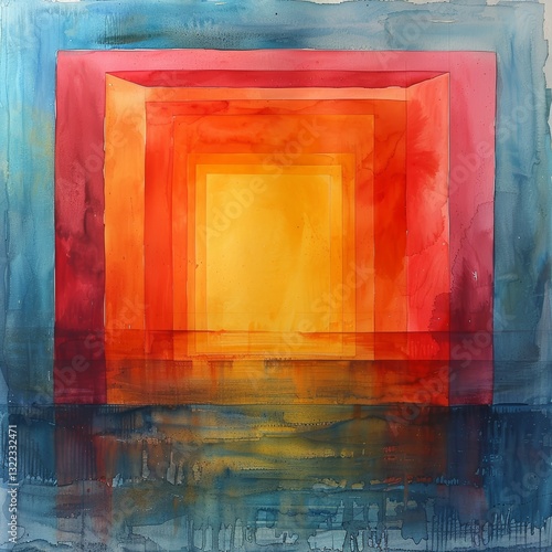 Abstract watercolor frame surrounding a blank page