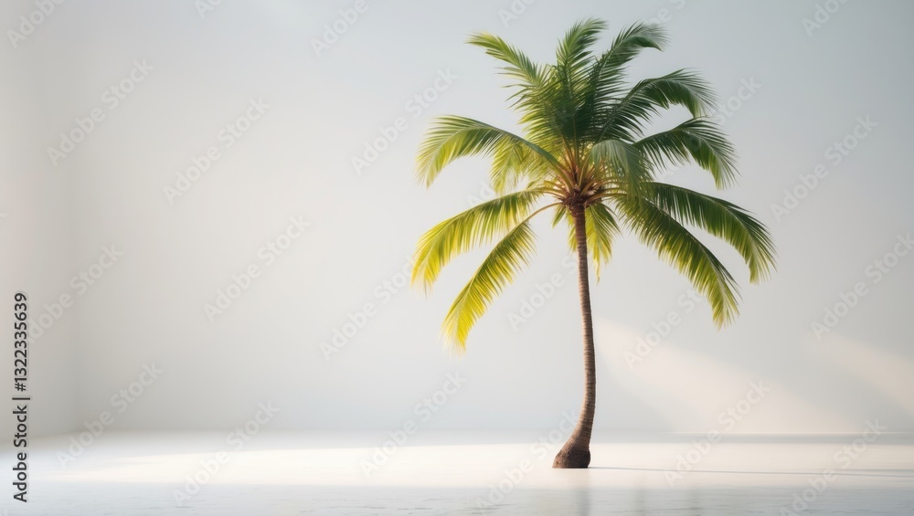 Fototapeta premium Isolated coconut palm tree on a white background.