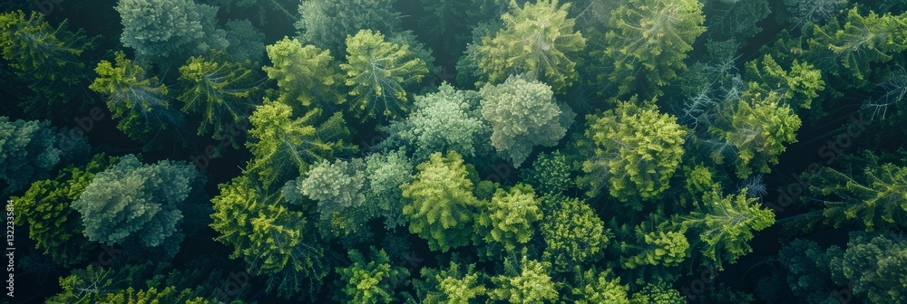 Aerial View of a Beautiful and Serene Forest Landscape from Above Aerial View of a Beautiful and Serene Forest Landscape from Above