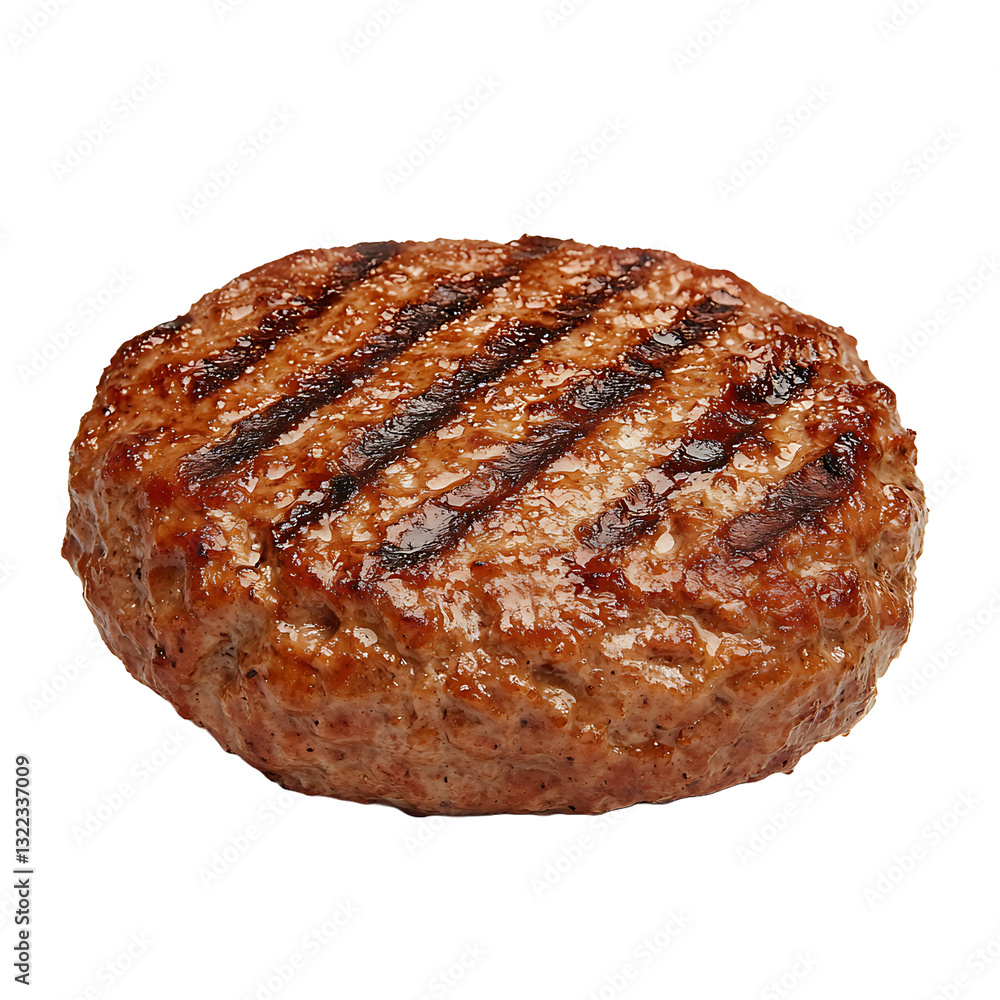 Grilled Meat Patty: A juicy, perfectly cooked burger patty with distinct grill marks, ready to be the star of a delicious meal. Grilled Meat Patty: A juicy, perfectly cooked burger patty with distinct grill marks, ready to be the star of a delicious meal.