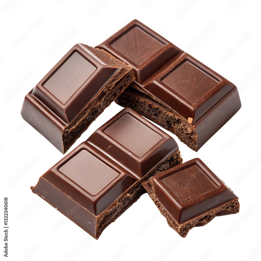 Pieces of Chocolate Bar Isolated on Transparent Background Pieces of Chocolate Bar Isolated on Transparent Background