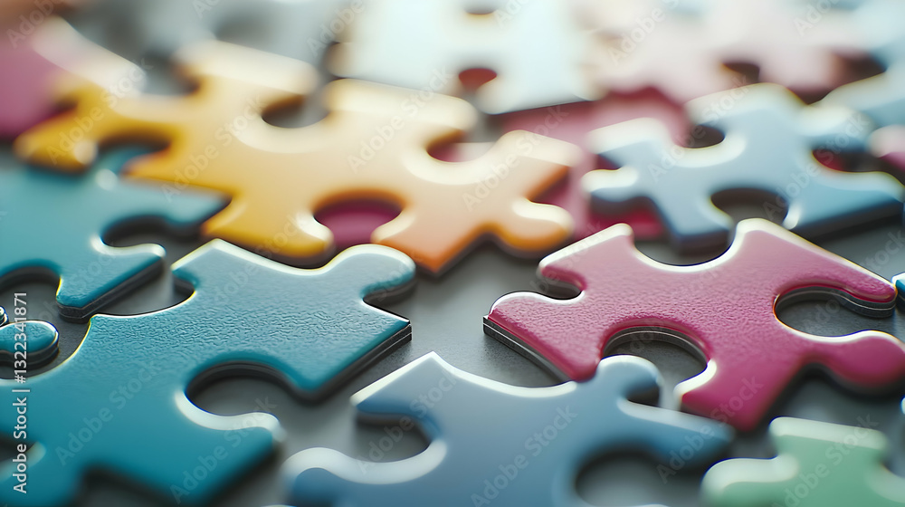 Colorful Puzzle Pieces Close Up View With Shallow Depth of Field Highlighting Intricate Textures and Creating Abstract Pattern Ideal for Background Colorful Puzzle Pieces Close Up View With Shallow Depth of Field Highlighting Intricate Textures and Creating Abstract Pattern Ideal for Background