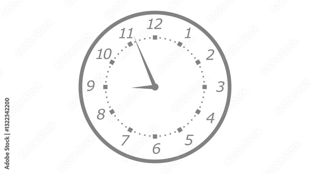 Circle Gray color analog clock isolated animation, Simple of shape clock animated on white background Circle Gray color analog clock isolated animation, Simple of shape clock animated on white background