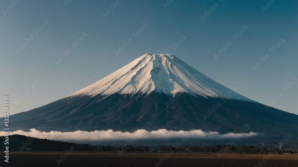 Fototapeta premium The vibrant colors of autumn leaves creating a picturesque backdrop for the majestic peak of mount fuji