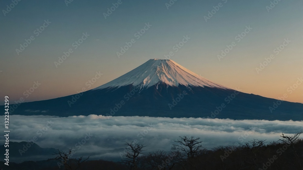 Fototapeta premium The vibrant colors of autumn leaves creating a picturesque scene with mount fuji rising in the background