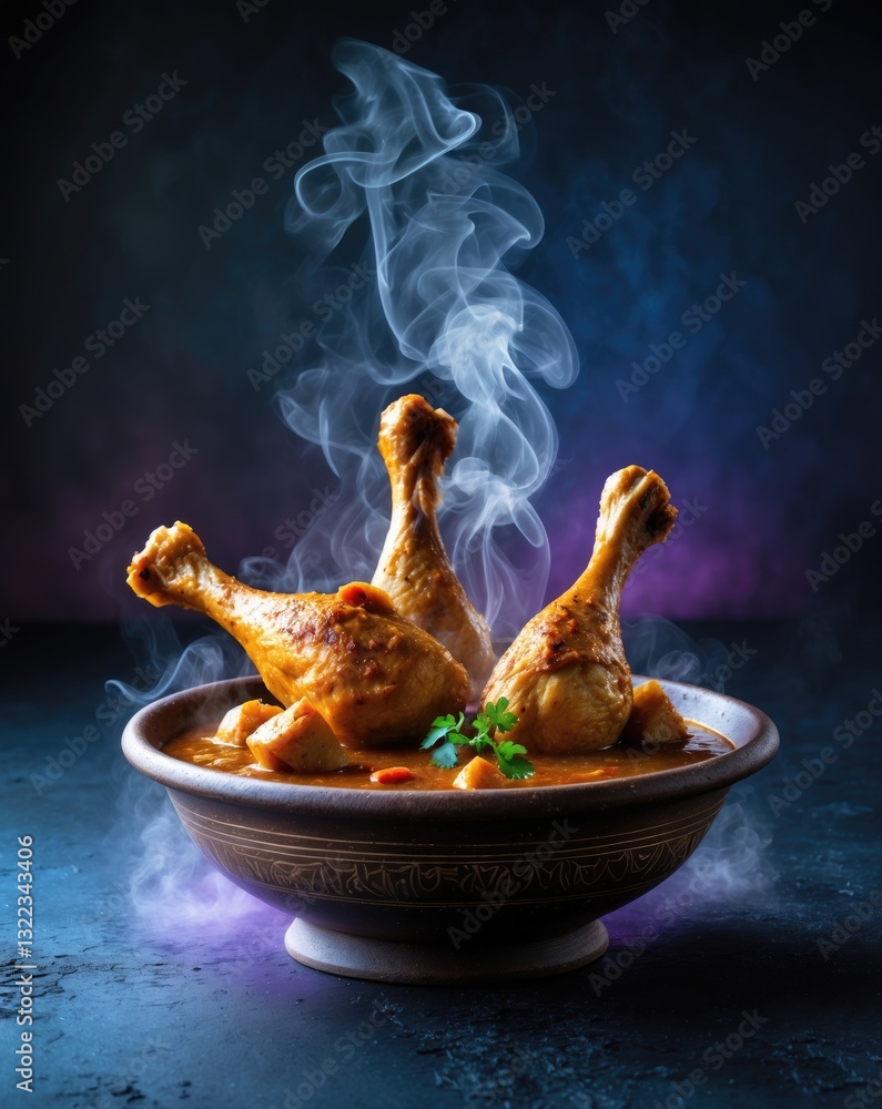 Φωτογραφία Murg Tangri tangdi masala, commonly referred to as chicken curry with drumsticks and legs, is served in a bowl and showcased against a dark background with selective focus