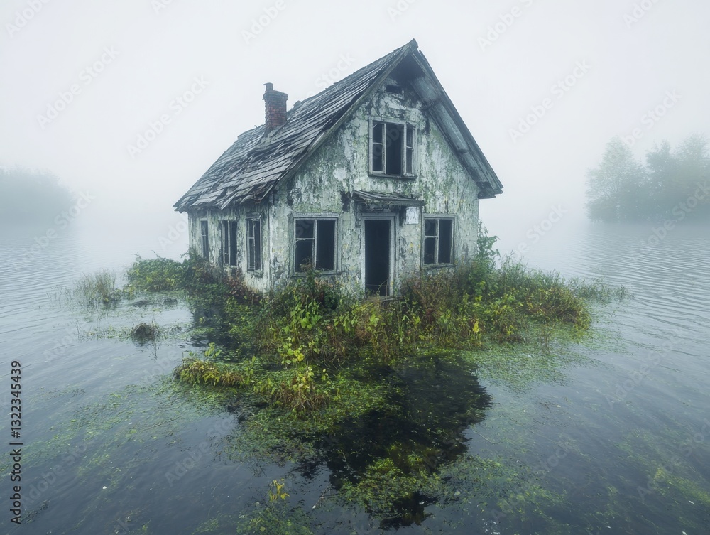 Fototapeta premium An abandoned house stands alone. Generative AI