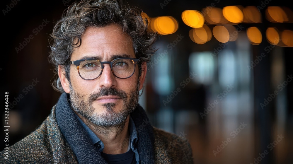 Obraz premium Portrait of a man with glasses and beard.