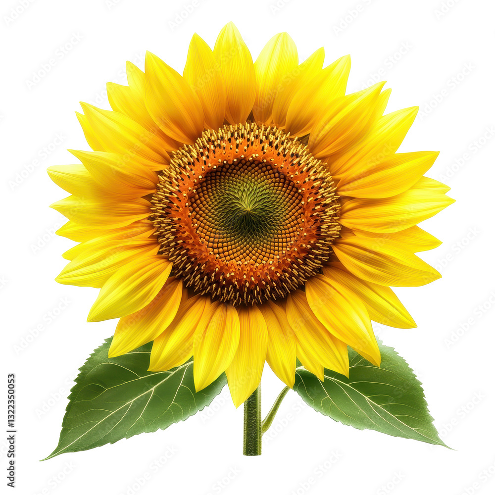 Obraz premium Bright and vibrant sunflower isolated on Transparent background showcasing natural beauty and detail, sunflower isolated on PNG background