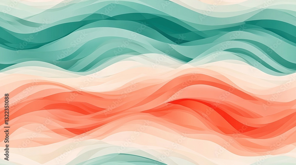 Obraz premium An image features a blue, orange, and pink wave pattern on a white backdrop