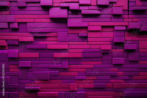 Abstract Geometric Texture: A visually captivating display of geometric shapes, meticulously arranged to create a modern, textured surface in vibrant shades of pink and purple.