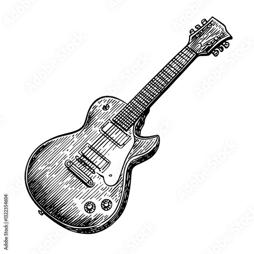 Elegant vector illustration of a vintage electric guitar design perfect for tattoo ideas and creative packaging
