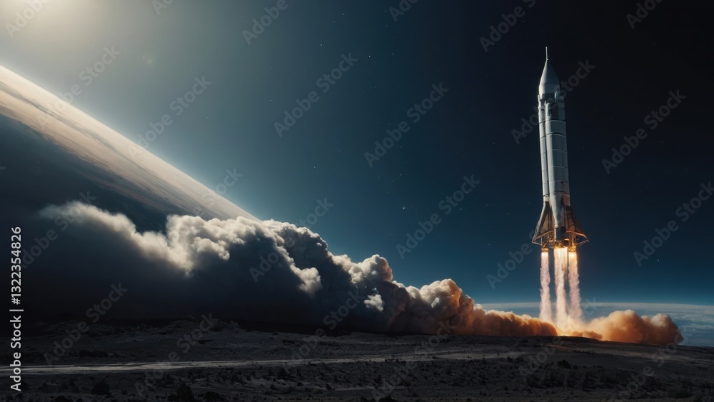 Naklejka premium From Earth to space, the rocket’s impressive journey into the stars