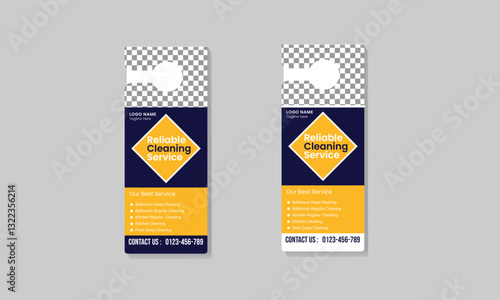 Door hanger design template, hotel knob design. Vector door hanger