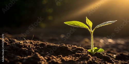 Young Plant Growing in Sunlight, Nature's Renewal
