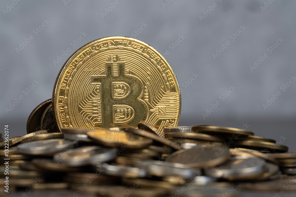 Koncepcja inwestowania, gromadzenia funduszy online bitcoin, transfer kryptowaluty.