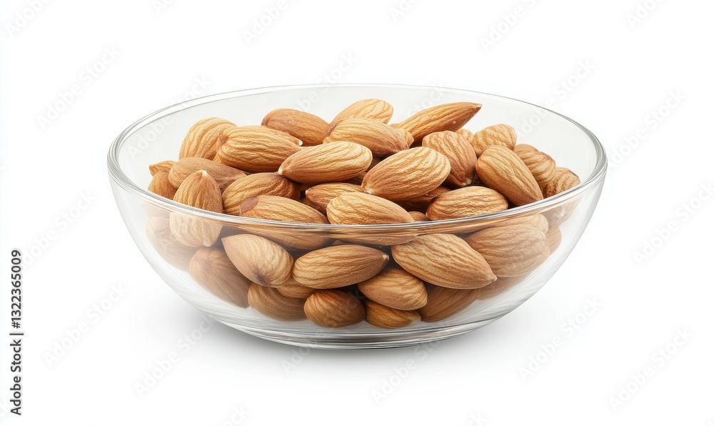 A bowl of mixed nuts including almonds, cashews, and walnuts, lightly salted. Isolated on White Background A bowl of mixed nuts including almonds, cashews, and walnuts, lightly salted. Isolated on White Background