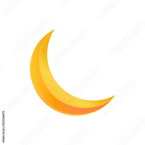 Moon. Gold, golden gradient. Isolated on white. Vector illustration.