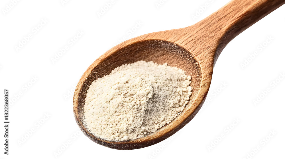 Active dry yeast in wooden spoon isolated on a transparent background Active dry yeast in wooden spoon isolated on a transparent background