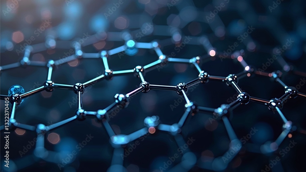 Fototapeta premium Close-Up View of Abstract Molecular Structure and Chemical Bonding