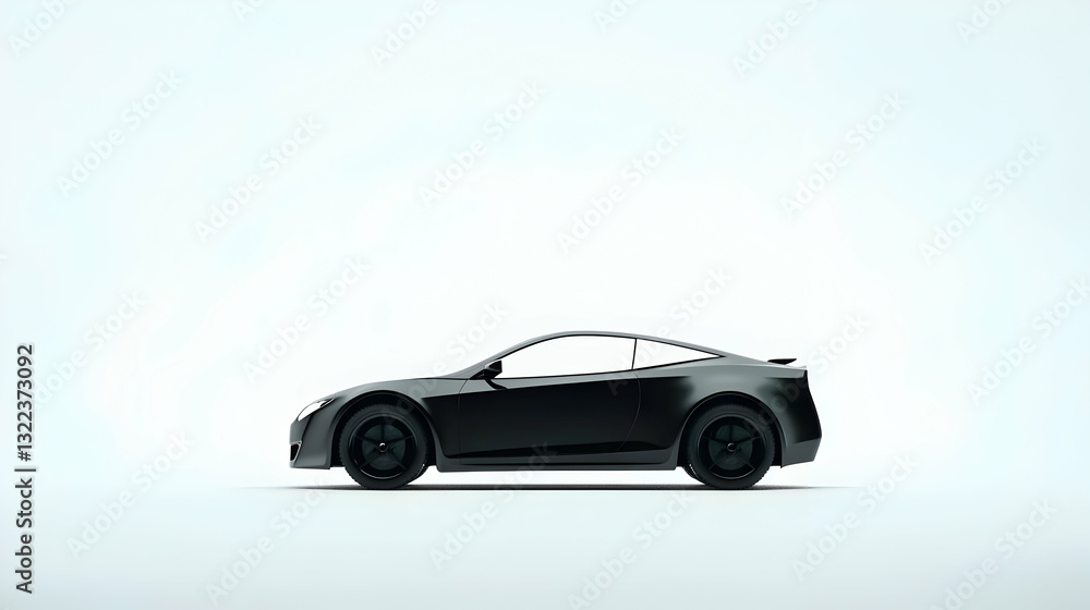 A Pixel Art Style Black Sports Car On A White Background A Pixel Art Style Black Sports Car On A White Background