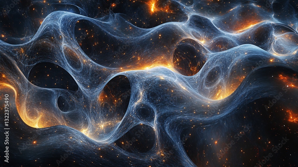 Fototapeta premium Abstract depiction of dark matter dynamic layers and interwoven shapes for invisible cosmic mass
