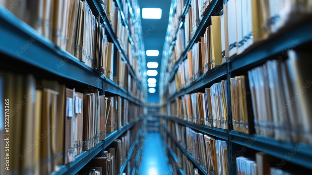 Rows of books in a library archive. Rows of books in a library archive.