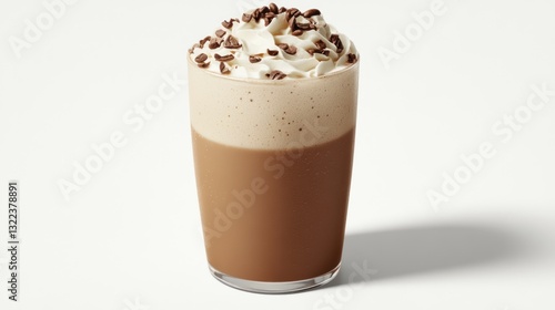 Creamy Coffee Drink Whipped Cream Chocolate Shavings Glass Beverage