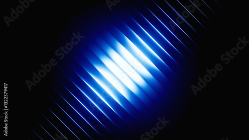 Wallpaper Mural 3d render. Abstract geometric background. Blue neon diagonal lines. Ribbed glass wallpaper Torontodigital.ca