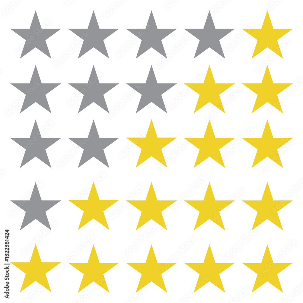 Five stars customer product rating review icon, black five starts rating review illustration for web and app. Vector Five stars customer product rating review icon, black five starts rating review illustration for web and app. Vector