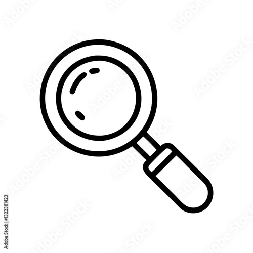 Magnifying glass symbolizing examination, search, and investigation in minimalistic design