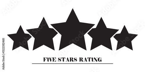 Five stars customer product rating review icon, black five starts rating review illustration for web and app. Vector