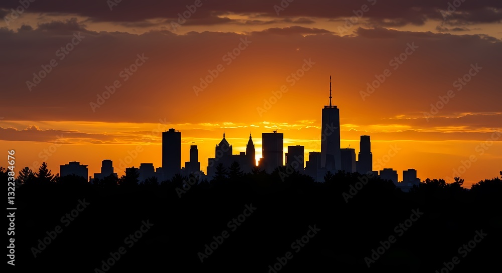 city skyline silhouette at sunset golden sky urban landscape city skyline silhouette at sunset golden sky urban landscape