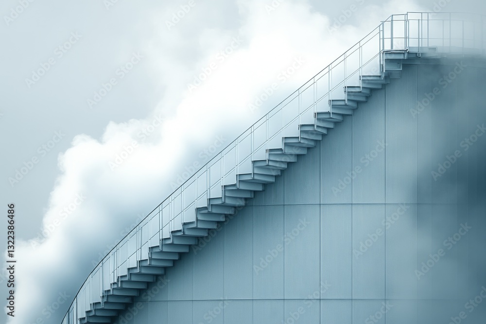 Fototapeta premium Industrial cooling towers emitting steam and CO2 in an industrial environment