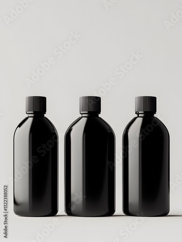 Wallpaper Mural black cosmetic bottles on white background. front view. package for product design, mockup Torontodigital.ca