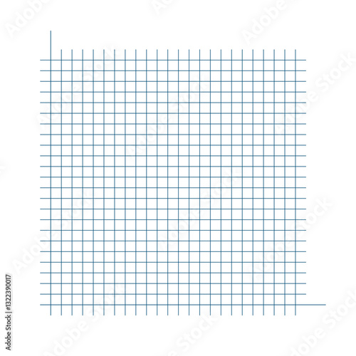 Grid paper. Mathematical graph. Cartesian coordinate system with x-axis, y-axis. Squared background with color lines. Geometric pattern for school, education. Lined blank on transparent background.